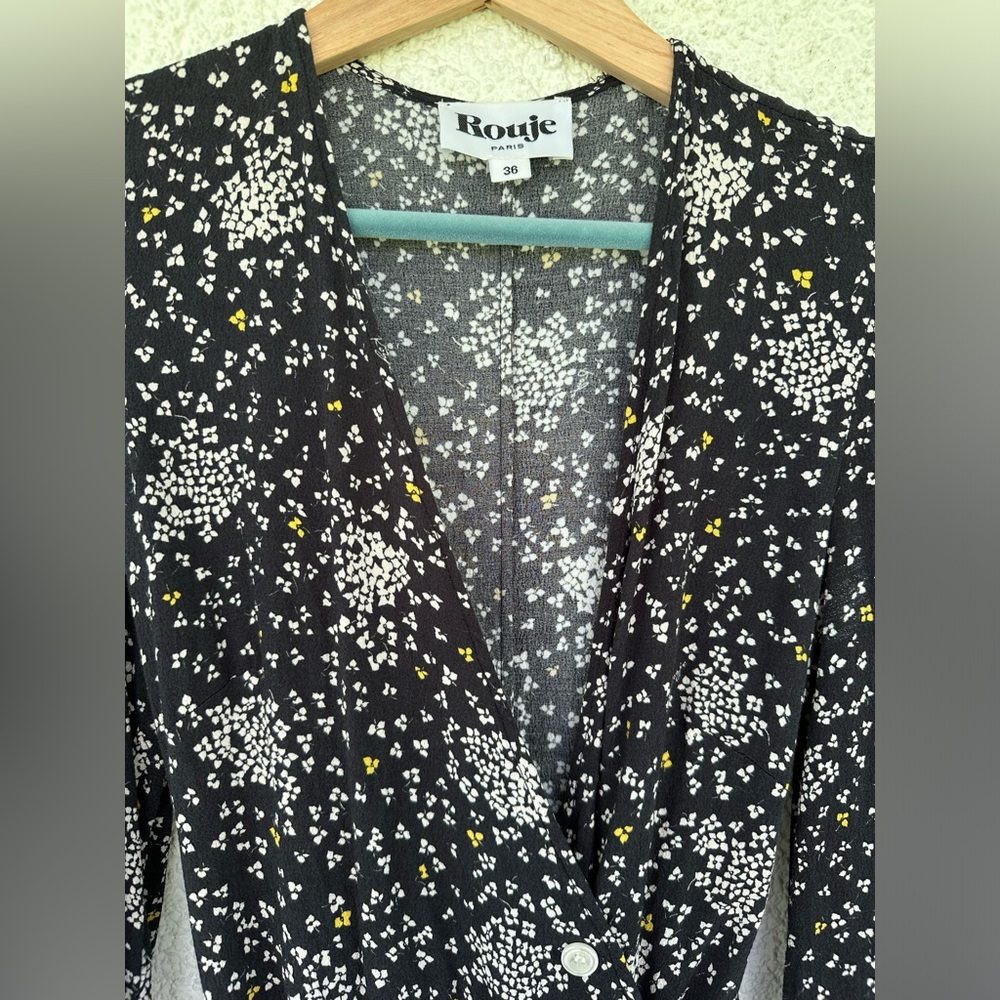 Rouje Paris Gabin dress size 36/ US 4/S long sleeve midi wrap dress - Picture 7 of 9